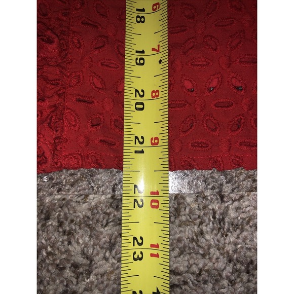 Rachel Parcell Red Eyelet Ruffle Blouse Short SleevedTop Size Small - Picture 8 of 11